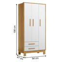 Ver imagem 2 de Guarda Roupa Brisa Alta 3 Portas 2 Gavetas Freijó Branco