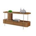 Ver imagem 2 de Aparador Sala de Jantar Cachepot em Madeira Maciça Mel 2 Gavetas Estrutura Metal Champagne