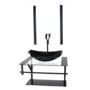Ver imagem 1 de GABINETE DE VIDRO PARA BANHEIRO 60CM AP CUBA OVAL CHANFRADA PRETO COM TORNEIRA PRETA