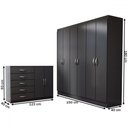 Ver imagem 4 de Guarda-roupa Luna 6 Portas 2 Gavetas com Cômoda 2 Portas 5 Gavetas Preto - Panorama Móveis
