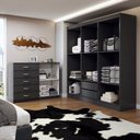 Ver imagem 2 de Guarda-roupa Luna 6 Portas 2 Gavetas com Cômoda 2 Portas 5 Gavetas Preto - Panorama Móveis