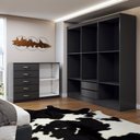 Ver imagem 5 de Guarda-roupa Luna 6 Portas 2 Gavetas com Cômoda 2 Portas 5 Gavetas Preto - Panorama Móveis