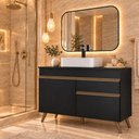 Ver imagem 1 de Gabinete Banheiro com 2 Portas e 1 Gaveta 120cm Retrô Multimóveis MP5539 Preto/Dourado