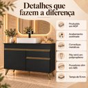 Ver imagem 3 de Gabinete Banheiro com 2 Portas e 1 Gaveta 120cm Retrô Multimóveis MP5539 Preto/Dourado