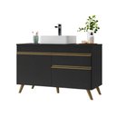 Ver imagem 2 de Gabinete Banheiro com 2 Portas e 1 Gaveta 120cm Retrô Multimóveis MP5539 Preto/Dourado