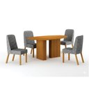 Ver imagem 2 de Conjunto Sala de Jantar Tampo Orgânico MDF 135cm com 4 Cadeiras Isis Marrom/Cinamomo/Cinza