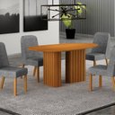 Ver imagem 1 de Conjunto Sala de Jantar Tampo Orgânico MDF 135cm com 4 Cadeiras Isis Marrom/Cinamomo/Cinza