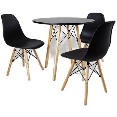 Mesa Redonda Eiffel P/ Sala 80cm e 3 Cadeiras Charles Eames