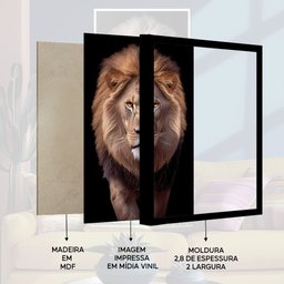 Quadro Decorativo Leão Judá Sala Quart Moldura CxAlta 100x66 Arte na Arte Moldura Preta - 5