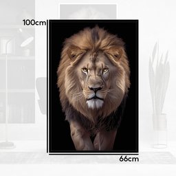Quadro Decorativo Leão Judá Sala Quart Moldura CxAlta 100x66 Arte na Arte Moldura Preta - 4
