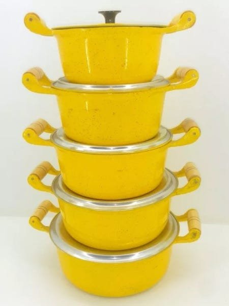 Jogo De Panela Em Aluminio Batido Fundido Grosso Amarelo - 3