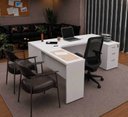Ver imagem 5 de Conjunto Mesa Pedestal em L + Cadeira de Escritório Ergonômica Netmobil