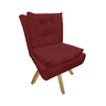 Poltrona Com Base Giratória de Madeira Para Salão de Beleza Karen Suede Vermelho Bordo DL Decor - 1