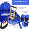 Slackline Zamboo Actionline 20m Azul com Catraca Reforçada Backup Protetores e Bolsa Coordenação Equ - 2