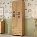 Ver imagem 1 de Guarda-roupa Infantil 62cm 2 Portas com Vidro e 2 Gavetas Bombom Multimóveis Mp4461 Madeirado