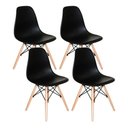Ver imagem 5 de Mesa de Jantar com 4 Cadeiras Pretas Eames 90cm Base Madeira Tampo Preto