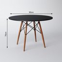 Ver imagem 4 de Mesa de Jantar com 4 Cadeiras Pretas Eames 90cm Base Madeira Tampo Preto