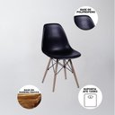 Ver mais imagens de Mesa de Jantar com 4 Cadeiras Pretas Eames 90cm Base Madeira Tampo Preto