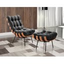 Ver imagem 4 de Poltrona Costela com Puff Coral Vivaro Decor Suede Cinza