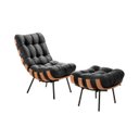 Ver imagem 1 de Poltrona Costela com Puff Coral Vivaro Decor Suede Cinza