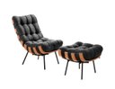 Ver imagem 1 de Poltrona Costela com Puff Coral Vivaro Decor Suede Cinza