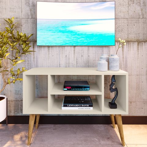 Rack para Tv Paris com 4 Nichos com Pés Retrô - Off White