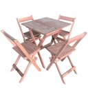 Ver imagem 1 de Conjunto Mesa Dobrável 70x70 com 4 Cadeiras em Madeira Maciça - Cru