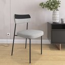 Ver imagem 2 de Kit 04 Cadeiras Decorativas Estofada Sala de Jantar Melina F01 Linho Cinza Couríssimo Preto - Lyam