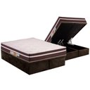 Ver imagem 1 de Cama Box Baú Queen: Colchão Ortopédico Polar D28 Orthoface Vip + Base Crc Suede Brown (158x198)