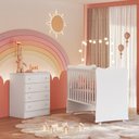 Ver imagem 1 de Quarto de Bebê Doce Sonho com Cômoda 777 e Berço Simples 1 C/ Rodízios Qmovi Branco