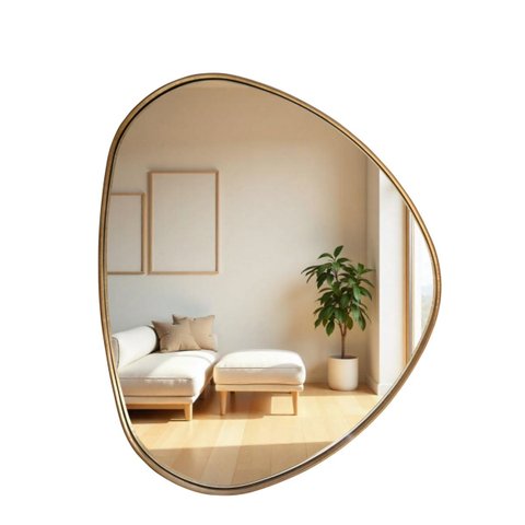 Espelho Orgânico com Borda em Madeira Natural G