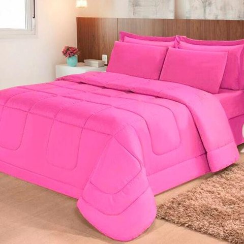 Jogo de Cama 6 Peças Aconchego Dupla Face Casal Queen Pink Casa Dona