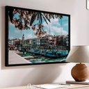 Ver imagem 1 de Quadro Decorativo Cidade de Veneza - As Gôngolas e as Flores em Moldura Caixa TaColado Moldura Trad