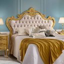 Ver imagem 1 de Cabeceira de Cama Queen 2,10 Capitonê Dourado Brilho e Veludo Bege Gênova