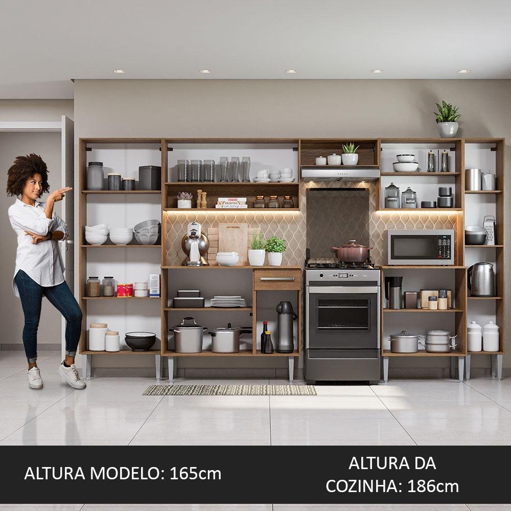 Armário de Cozinha Completa 325cm Rustic/Preto Emilly Joy Madesa 01 - 5