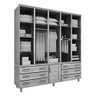 Guarda-Roupa Paris Casal Mel 5 Portas Espelho 6 Gavetas Maleiro Madeira Maciça de Pinus - Cavazotto  - 2