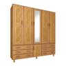 Guarda-Roupa Paris Casal Mel 5 Portas Espelho 6 Gavetas Maleiro Madeira Maciça de Pinus - Cavazotto  - 1