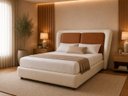 Ver imagem 1 de Cama Japonesa com Cabeceira Blind Seo Casal Courino Caramelo | Bege - Sallar Home