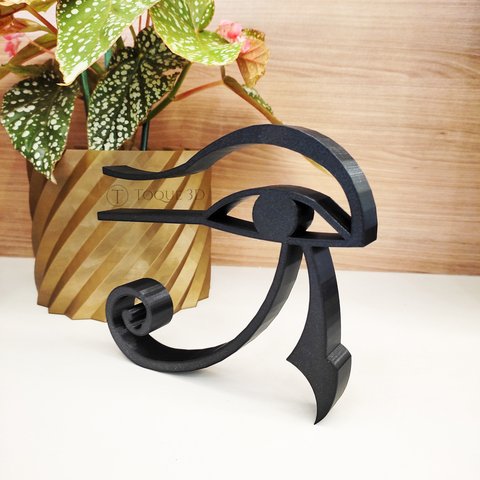 Olho de Hórus Egito - 15 Cm de Altura, Sala Decorada, Decoração Egipcia Mesa - Toque 3d - Cor: Preto