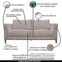 Ver imagem 3 de Sofá Decorativo 2 Lugares 190cm Pés em Madeira Tarantino Linho Areia Rústica - Gran Belo