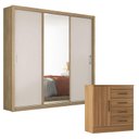 Ver imagem 1 de Cômoda Montevidéu e Guarda Roupa Casal Residence Amêndola Off White - Demóbile