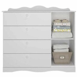 Cômoda Infantil 4 Gavetas 1 Porta Encanto Branco - Permobili - 4 Cômoda Infantil 4 Gavetas 1 Porta Encanto Branco - Permobili - 4