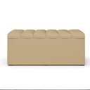 Ver imagem 2 de Kit Cabeceira Cama Box Solteiro 100cm com Calçadeira Baú Dália W01 Linho Bege Escuro - Lyam