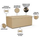 Ver mais imagens de Kit Cabeceira Cama Box Solteiro 100cm com Calçadeira Baú Dália W01 Linho Bege Escuro - Lyam