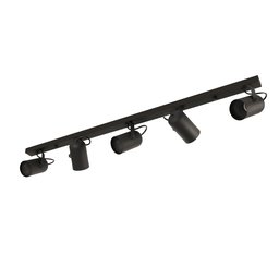 Luminária Teto Trilho 5 Spots Direcionáveis Preto 1275 - 1