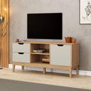 Ver imagem 1 de Rack P/ Tv até 60 Polegadas 2 Gavetas 1 Porta Mel/off White