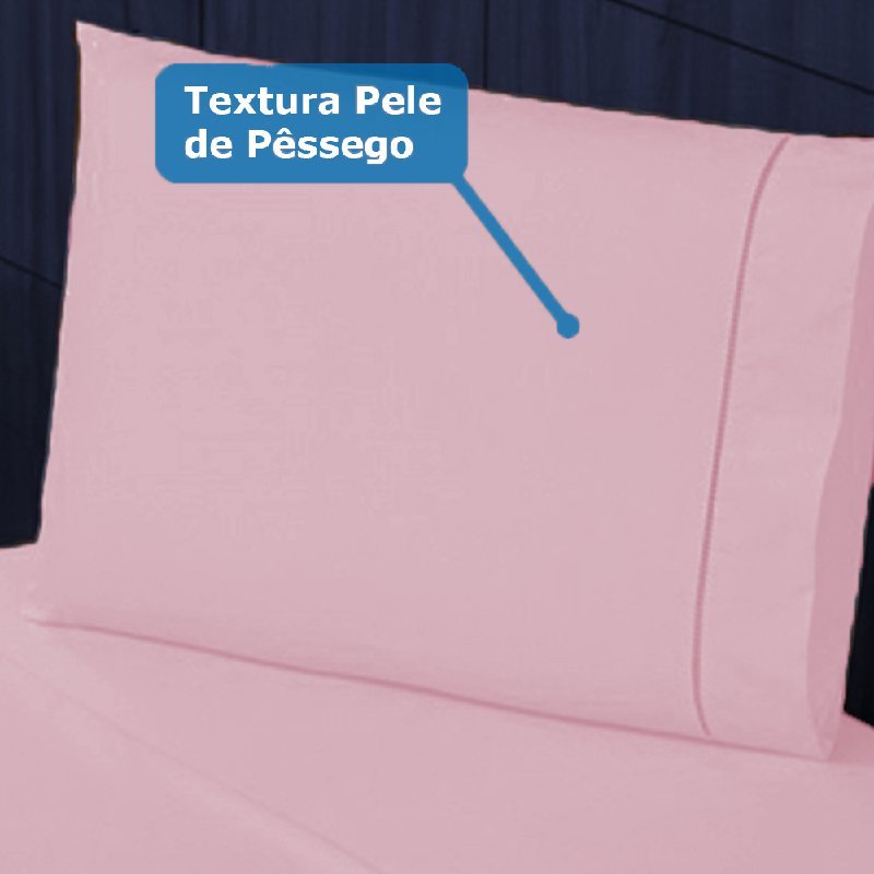 Lençol Percal Casal 4 pçs 400 fios Ponto Palito Padrão Cor:Rosê - 2