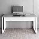 Ver imagem 4 de Mesa Plataforma Individual com Caixa de Tomadas Pés Metal 120cm Industrial Executive Cinza Sagrado E Branco