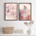 Ver imagem 1 de Kit 2 Quadros Decorativos Borboletas Soft rosadas 33x24cm:madeira Branca