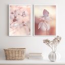 Ver imagem 2 de Kit 2 Quadros Decorativos Borboletas Soft rosadas 33x24cm:madeira Branca